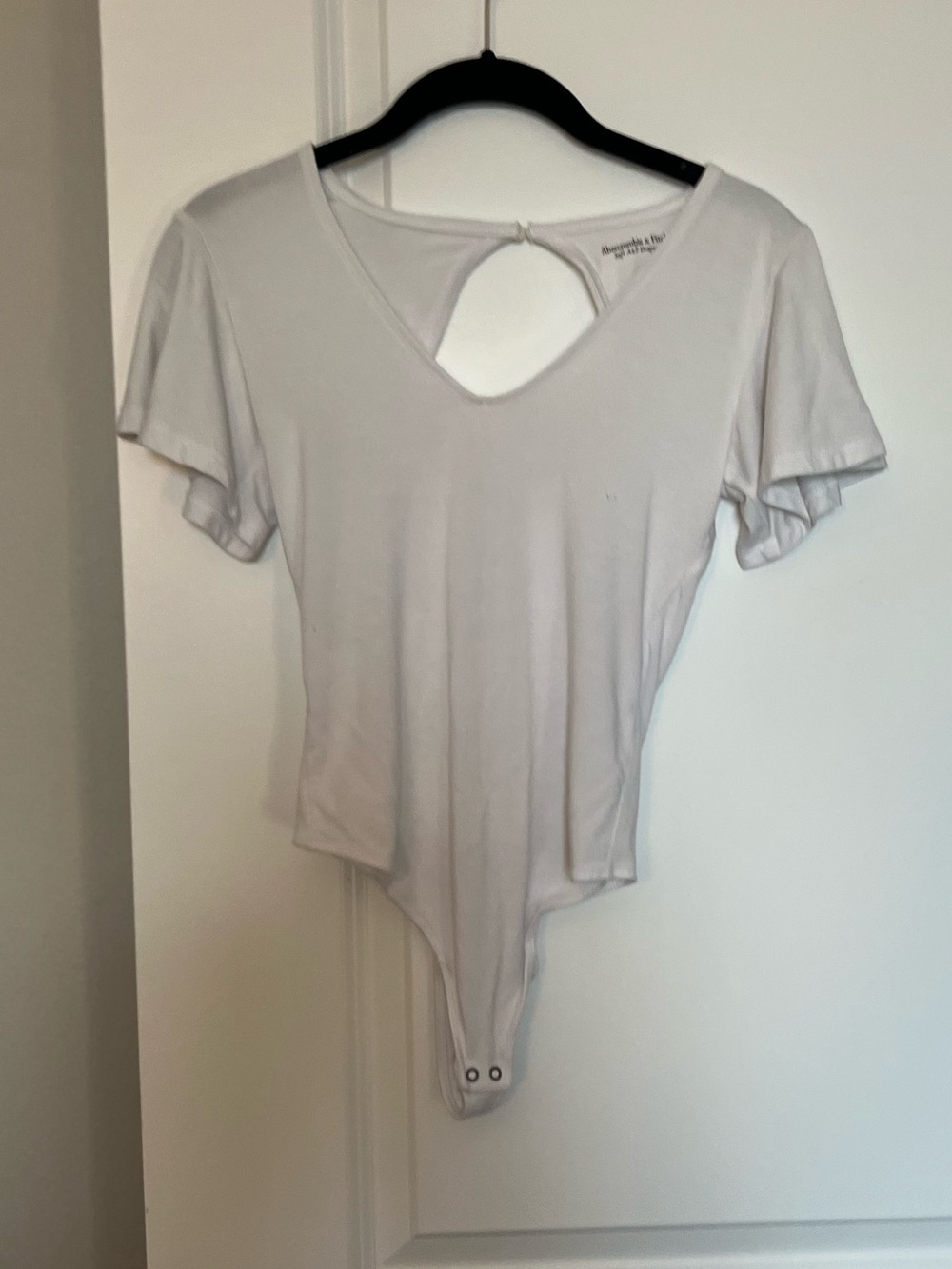 Abercrombie & Fitch White Drapey Angel-Sleeve Bodysuit